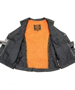 Milwaukee Leather MLL4500 Ladies Side Lace Black Leather Vest With Reflective Piping