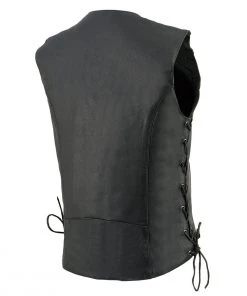 Milwaukee Leather MLL4500 Ladies Side Lace Black Leather Vest With Reflective Piping