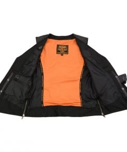 Milwaukee Leather MLL4502 Ladies Leather V Neck Zippered Vest With Rhinestone Bling Detail