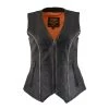 Milwaukee Leather MLL4502 Ladies Leather V Neck Zippered Vest With Rhinestone Bling Detail