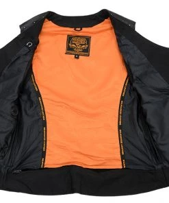 Motorcycle Vests Milwaukee Leather MLL4504 Women's'Riveted' Black Leather Vest With Side Laces