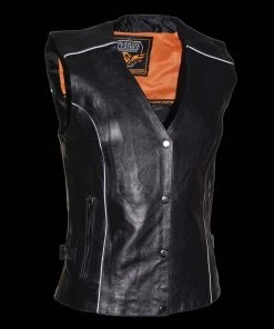 Milwaukee Leather MLL4505 Ladies Black'Studded Wings' Leather Vest