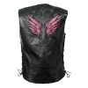 Milwaukee Leather MLL4505 Ladies Black And Pink 'Studded Wings' Leather Vest