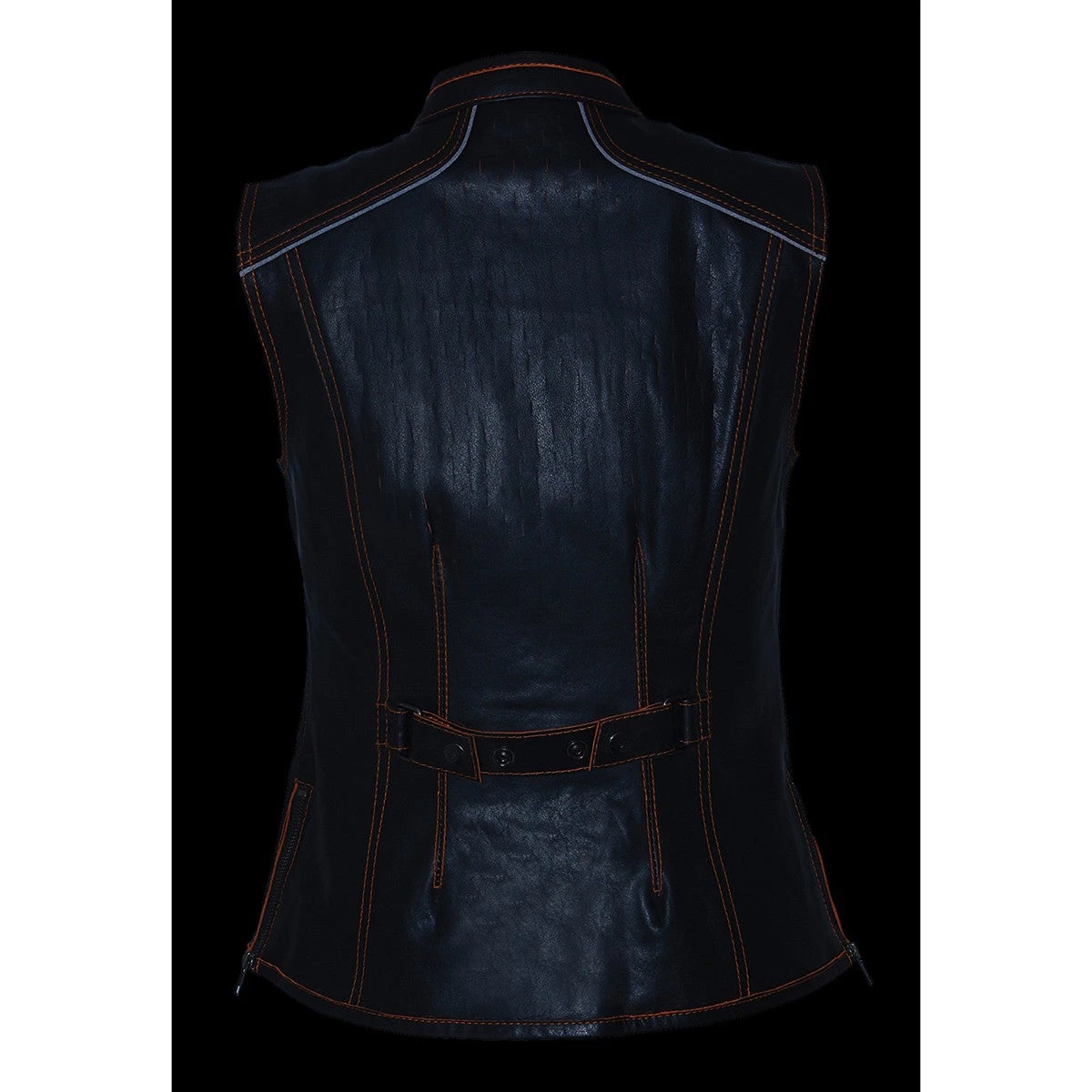 Milwaukee Leather MLL4507 Women's 'Laser Cut' Distressed Black And Grey Scuba Style Vest Motorcycle Vests