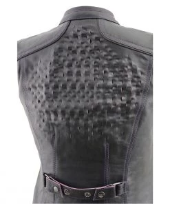 Milwaukee Leather MLL4507 Women's'Laser Cut' Distressed Black And Grey Scuba Style Vest Motorcycle Vests