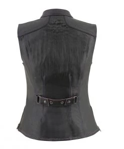 Motorcycle Vests Milwaukee Leather MLL4507 Women's'Laser Cut' Distressed Black And Purple Scuba Style Vest