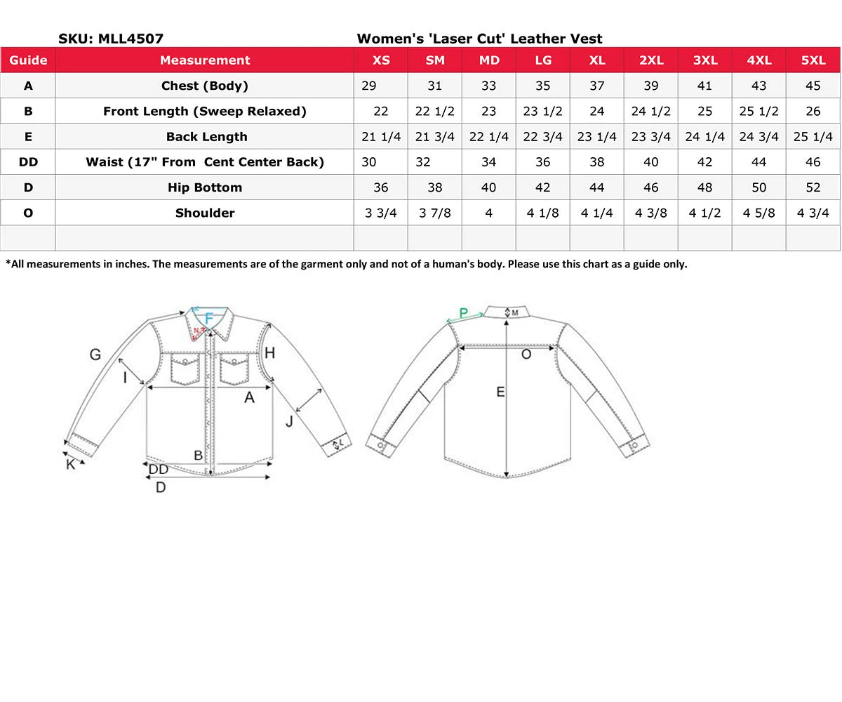 Milwaukee Leather MLL4507 Women's 'Laser Cut' Distressed Black And Grey Scuba Style Vest Motorcycle Vests