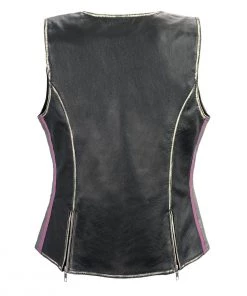 Milwaukee Leather MLL4516 Women's Black And Silver Rub-Off Leather Vest