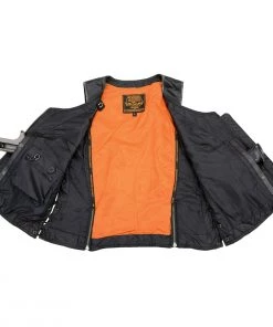 Milwaukee Leather MLL4517 Women's Black Leather Vest With Front Zipper Closure