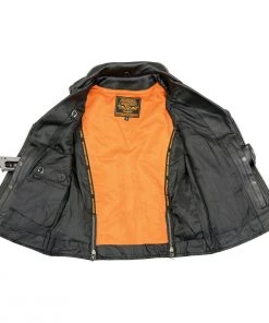 Motorcycle Vests Milwaukee Leather MLL4521 Ladies Black Long Leather Vest With MC Lapel Collar