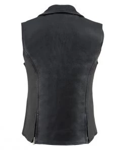 Motorcycle Vests Milwaukee Leather MLL4521 Ladies Black Long Leather Vest With MC Lapel Collar