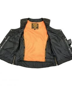 Milwaukee Leather MLL4525 Women's Black Leather Lightweight Lace To Lace Vest