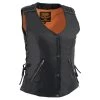 Milwaukee Leather MLL4525 Women's Black Leather Lightweight Lace To Lace Vest