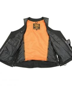 Milwaukee Leather MLL4531 Women's Black'Open Neck’ Leather Vest With Side Laces