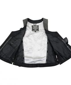 Milwaukee Leather MLL4531 Women's Distressed Grey ‘Open Neck’ Leather Vest With Side Laces