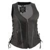 Milwaukee Leather MLL4531 Women's Distressed Grey ‘Open Neck’ Leather Vest With Side Laces
