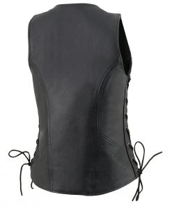 Milwaukee Leather MLL4531 Women's Black'Open Neck’ Leather Vest With Side Laces