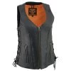 Milwaukee Leather MLL4531 Women's Black 'Open Neck’ Leather Vest With Side Laces