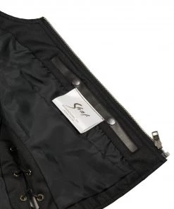 Milwaukee Leather MLL4531 Women's Black'Open Neck’ Leather Vest With Side Laces