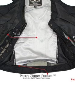 Milwaukee Leather MLL4531 Women's Distressed Grey ‘Open Neck’ Leather Vest With Side Laces