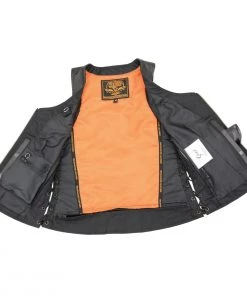 Cool-Tec Vests Milwaukee Leather MLL4532 Women’s Black ‘Cool-Tec’ Leather Open Neck Motorcycle Vest
