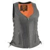 Cool-Tec Vests Milwaukee Leather MLL4532 Women’s Black ‘Cool-Tec’ Leather Open Neck Motorcycle Vest