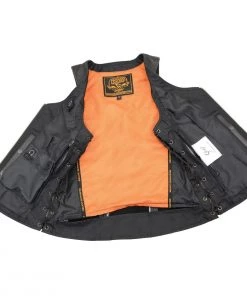 Cool-Tec Vests Milwaukee Leather MLL4532 Women’s Black ‘Cool-Tec’ Leather Open Neck Motorcycle Vest