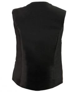 Motorcycle Vests Milwaukee Leather MLL4545 Ladies Black Lightweight Classic Four Snap Leather Vest