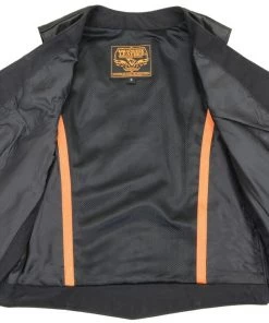 Motorcycle Vests Milwaukee Leather MLL4545 Ladies Black Lightweight Classic Four Snap Leather Vest