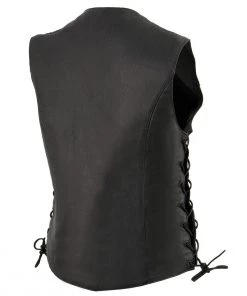 Motorcycle Vests Milwaukee Leather MLL4546 Ladies Black Lightweight Side Laced Four Snap Leather Vest