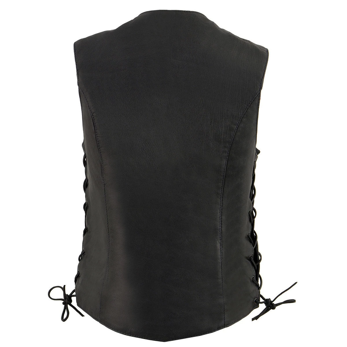 Motorcycle Vests Milwaukee Leather MLL4546 Ladies Black Lightweight Side Laced Four Snap Leather Vest