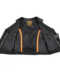 Motorcycle Vests Milwaukee Leather MLL4550 Ladies Black Braided Lightweight Leather Vest With Zipper Closure