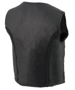 Motorcycle Vests Milwaukee Leather MLL4550 Ladies Black Braided Lightweight Leather Vest With Zipper Closure