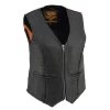 Motorcycle Vests Milwaukee Leather MLL4550 Ladies Black Braided Lightweight Leather Vest With Zipper Closure