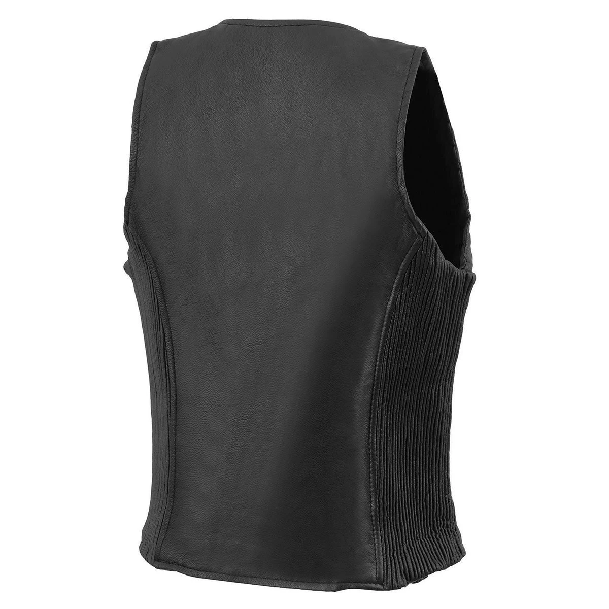 Milwaukee Leather MLL4555 Ladies Black Leather Side Stretch Vest With Zipper Closure Motorcycle Vests