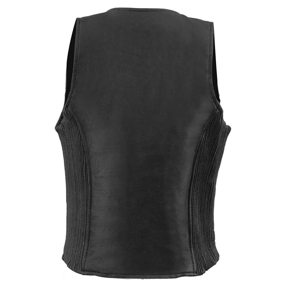 Milwaukee Leather MLL4555 Ladies Black Leather Side Stretch Vest With Zipper Closure Motorcycle Vests