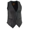 Milwaukee Leather MLL4555 Ladies Black Leather Side Stretch Vest With Zipper Closure Motorcycle Vests