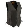 Milwaukee Leather MLL4560 Ladies Black Braided Leather Vest With Side Laces
