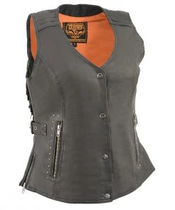 Milwaukee Leather MLL4565 Women's Black Fringed Leather Vest