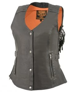 Milwaukee Leather MLL4565 Women's Black Fringed Leather Vest