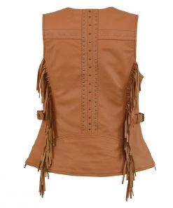 Milwaukee Leather MLL4566 Ladies Fringed Leather Saddle Snap Front Vest Motorcycle Vests