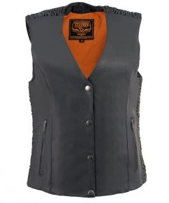 Milwaukee Leather MLL4570 Ladies Black'Studded Phoenix' Leather Vest