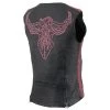 Milwaukee Leather MLL4570 Ladies Black And Fuchsia 'Studded Phoenix' Leather Vest