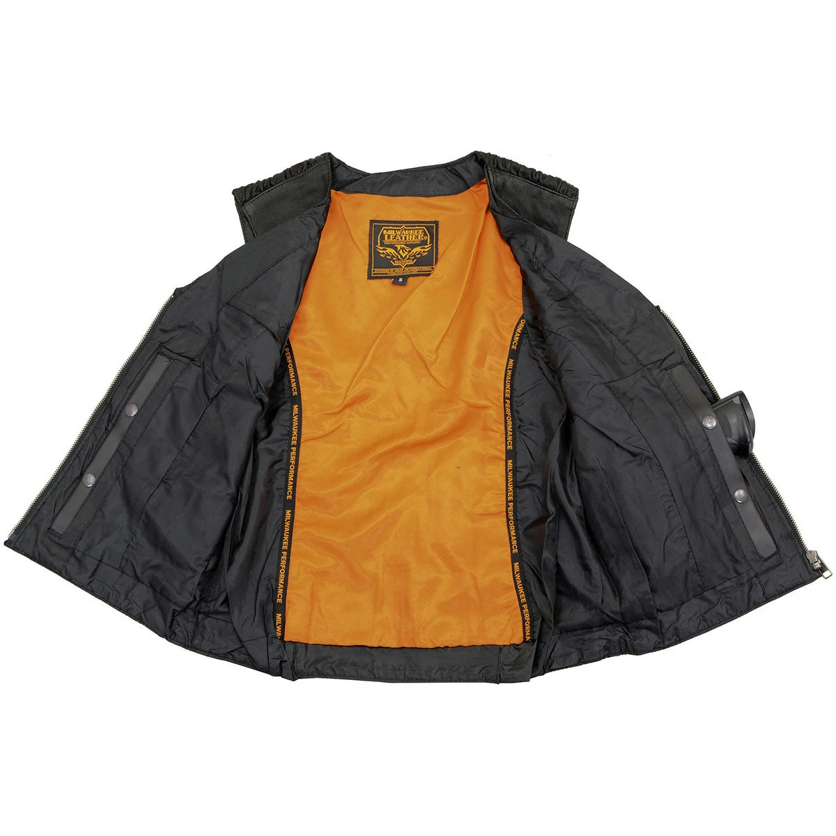 Motorcycle Vests Milwaukee Leather MLL4571 Ladies 'Crinkled' Black Lightweight Leather Vest