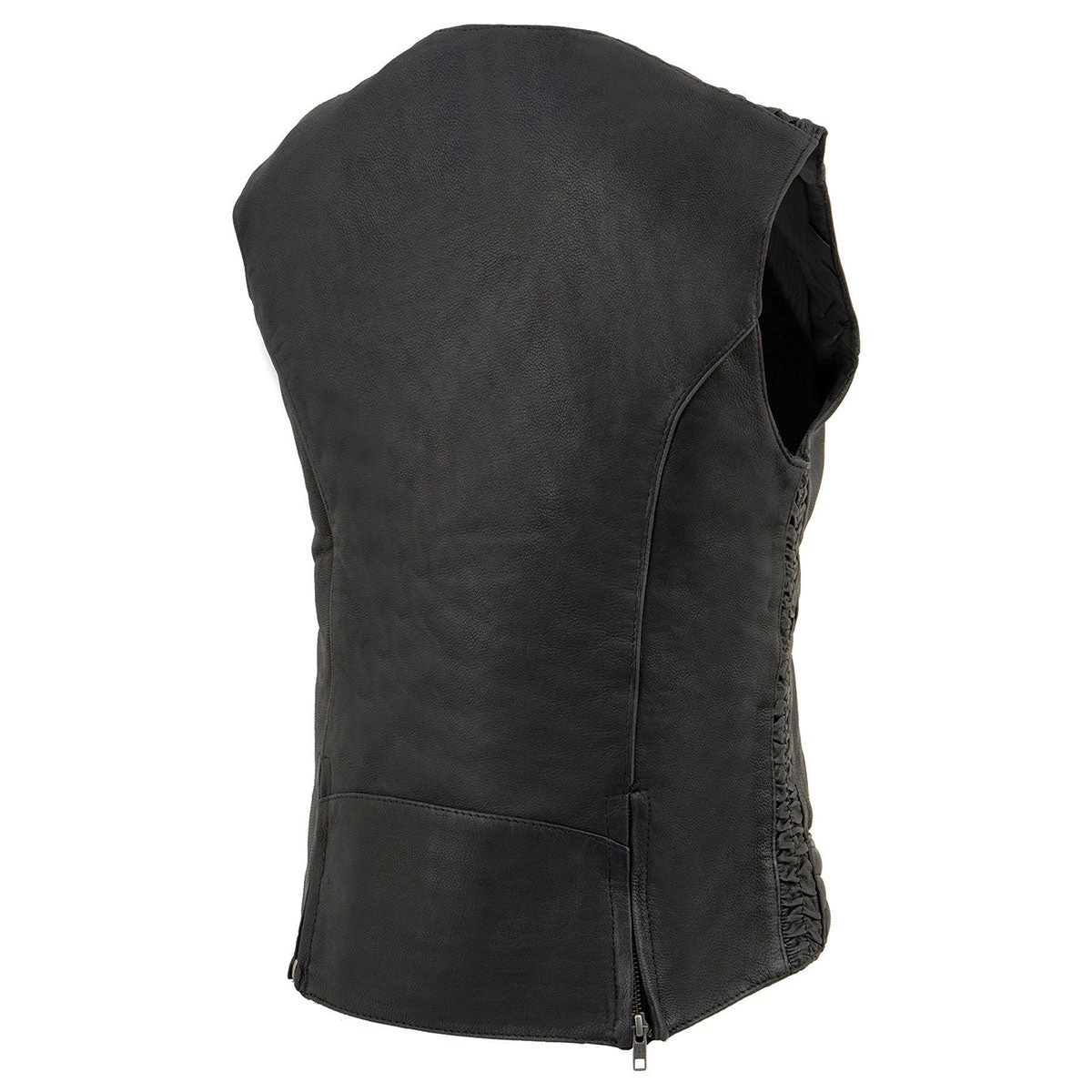 Motorcycle Vests Milwaukee Leather MLL4571 Ladies 'Crinkled' Black Lightweight Leather Vest