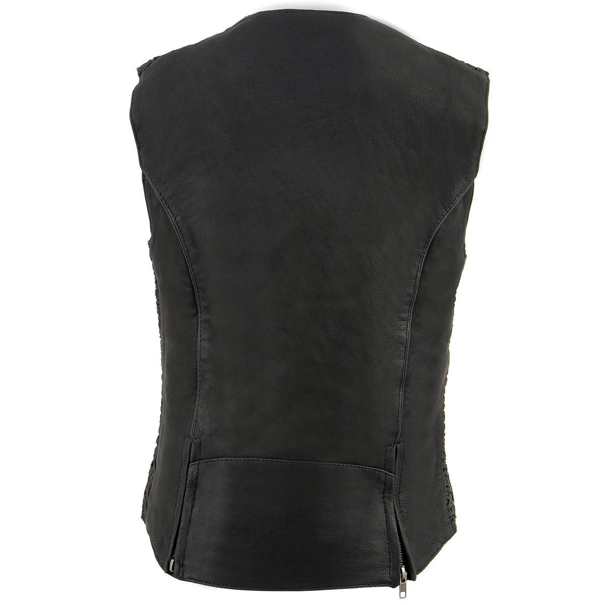 Motorcycle Vests Milwaukee Leather MLL4571 Ladies 'Crinkled' Black Lightweight Leather Vest