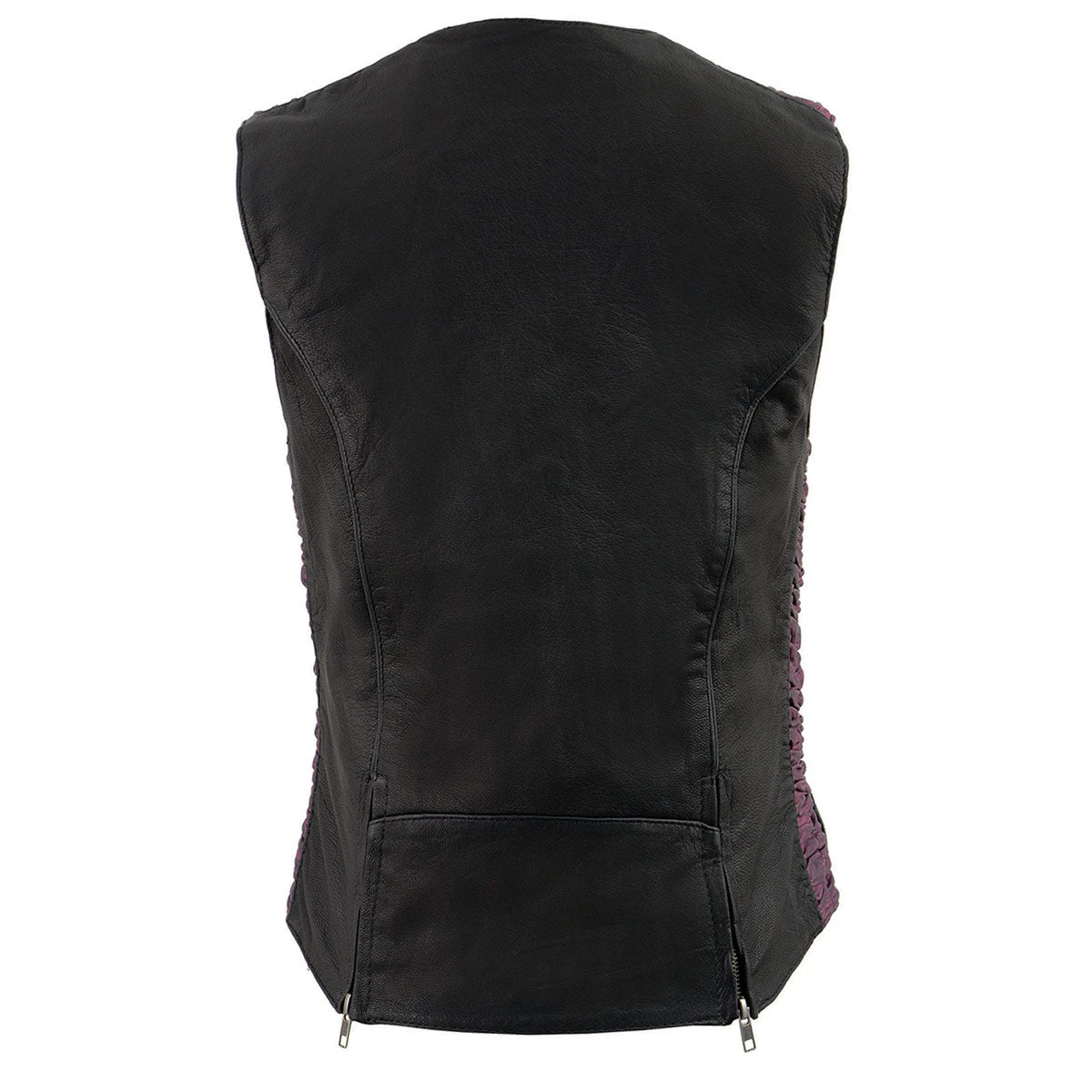 Motorcycle Vests Milwaukee Leather MLL4571 Ladies 'Crinkled' Black And Purple Lightweight Leather Vest