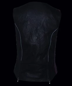 Motorcycle Vests Milwaukee Leather MLL4571 Ladies'Crinkled' Black And Purple Lightweight Leather Vest