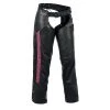 Milwaukee Leather MLL6500 Ladies Black And Fuchsia Leather Hip Set Chaps