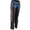 Milwaukee Leather MLL6501 Ladies 'Crinkled' Black And Pink Leather Lightweight Low-Rise Chaps Motorycle Pants & Chaps